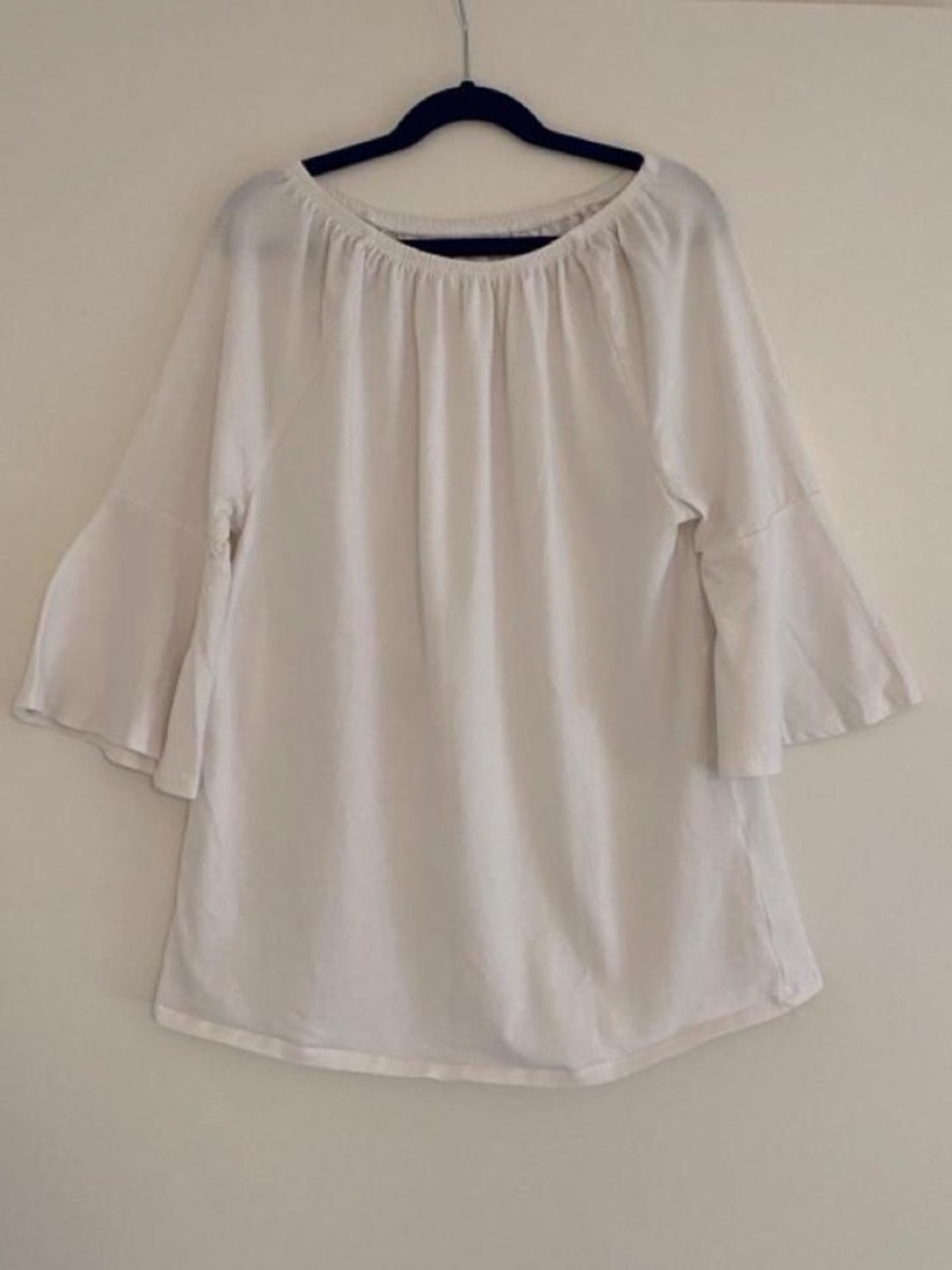 Workshop Republic Clothing White Off-Shoulder Bell Sleeve Tunic